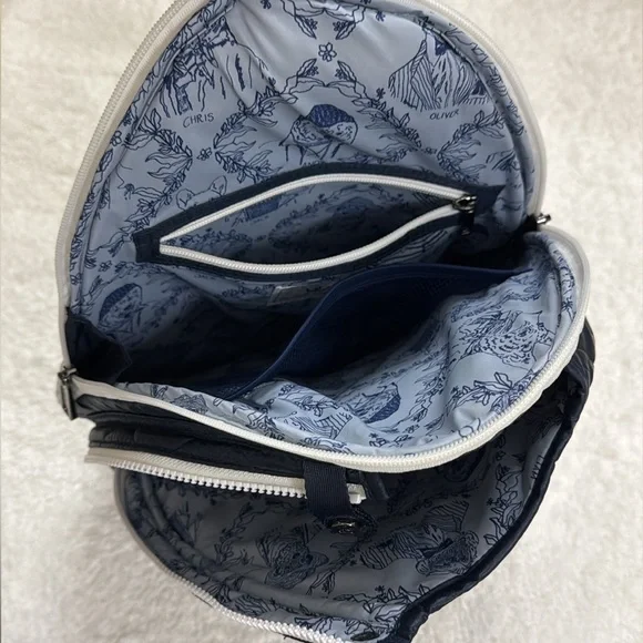 Oliver Thomas Navy Blue Maxxed Out Quilted Tennis Sling Bag with White Accents - Picture 7 of 13